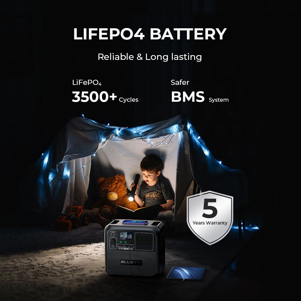 BLUETTI AC180 1152Wh 1800W Portable Power Station Solar Generator Home/ Outdoor