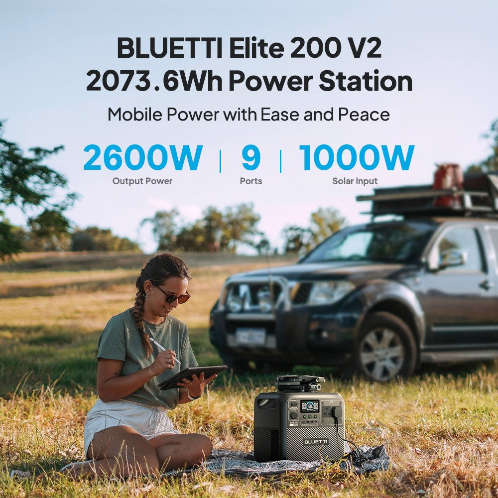BLUETTI Elite 200 V2 2073.6Wh 2600W Portable Power Station Solar Generator RV