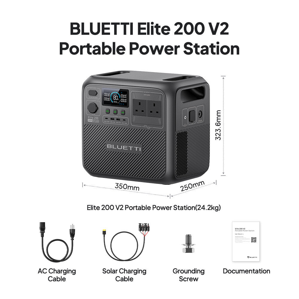 BLUETTI Elite 200 V2 2073.6Wh Portable Power Station 2600W Solar Generator RV